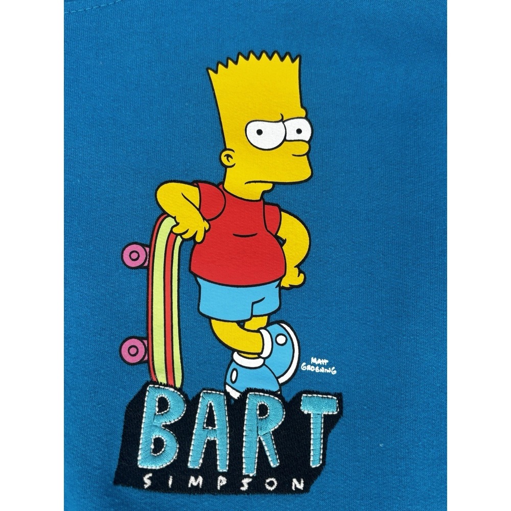 The Simpsons Bart Simpson Boys or Girls Blue Pullover Hoodie Size 18/20 Fleece - Picture 3 of 8
